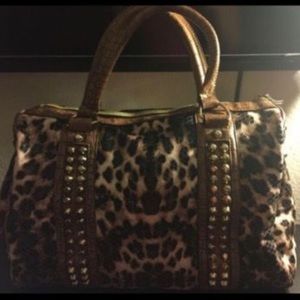 Leopard snakeskin purse